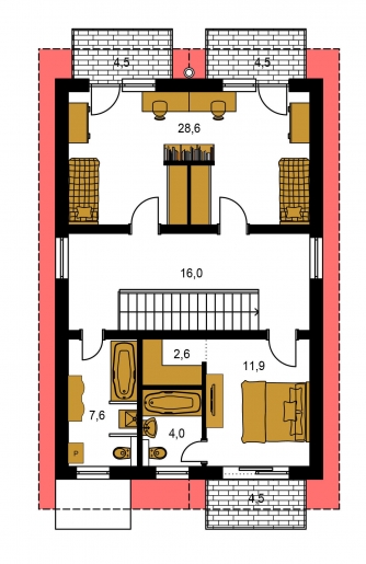 Mirror image | Floor plan of second floor - TREND 289